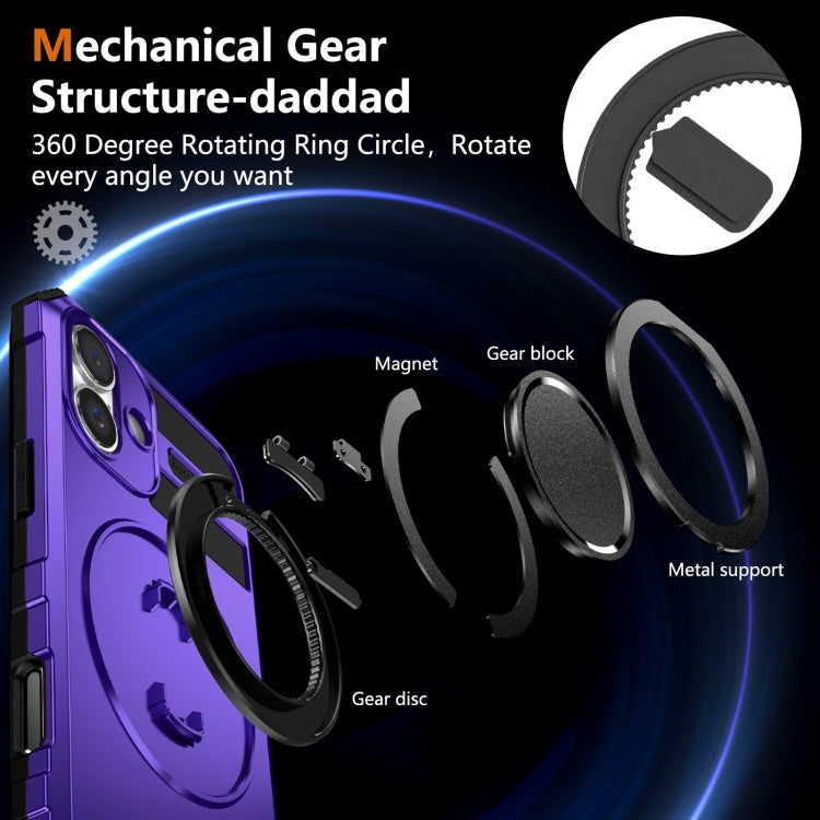 For iPhone 16 Plus Rotating Magnetic Holder Phone Case(Purple) - iPhone 16 Plus Cases by buy2fix | Online Shopping UK | buy2fix