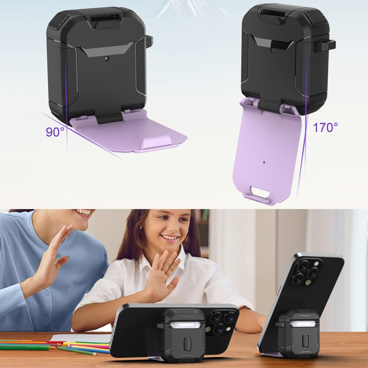 For AirPods Pro Phone Holder Design Earbuds Box Protective Case(Purple) - For AirPods Pro by buy2fix | Online Shopping UK | buy2fix