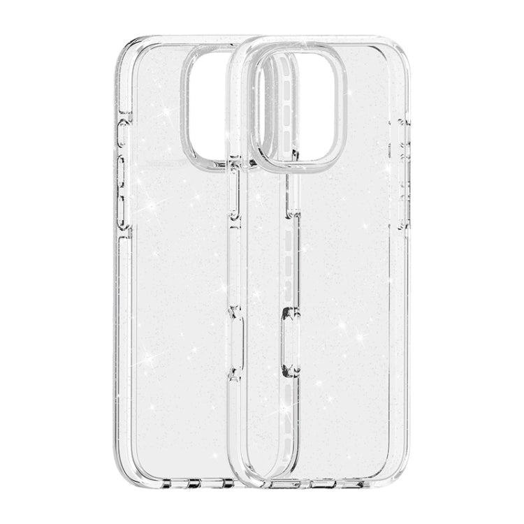 For iPhone 16 Dual Color Clear Glitter TPU + TPE Full Coverage Phone Case(Glitter White) - iPhone 16 Cases by buy2fix | Online Shopping UK | buy2fix