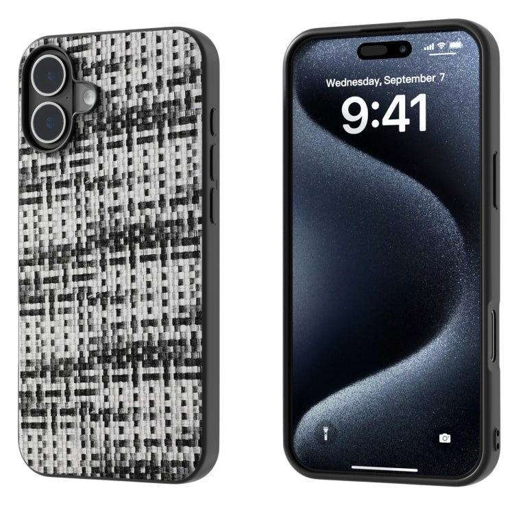 For iPhone 16 Plus Black Frame Color Lattice Texture PU Phone Case(Black) - iPhone 16 Plus Cases by buy2fix | Online Shopping UK | buy2fix