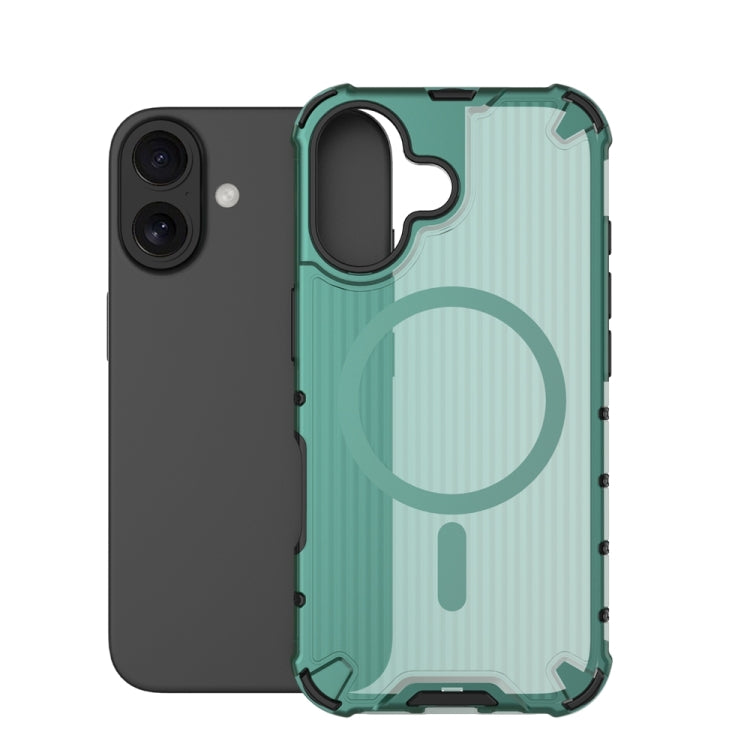 For iPhone 16 Grating Airbag Shockproof MagSafe Frosted Phone Case(Green) - iPhone 16 Cases by buy2fix | Online Shopping UK | buy2fix