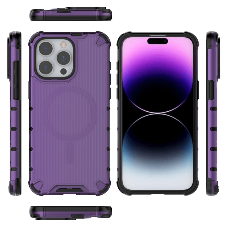 For iPhone 11 Pro Max Grating Airbag Shockproof MagSafe Frosted Phone Case(Purple) - iPhone 11 Pro Max Cases by buy2fix | Online Shopping UK | buy2fix