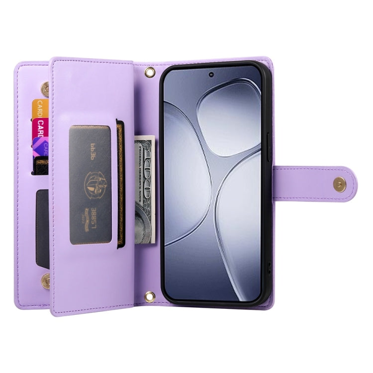 For Redmi K70 Ultra Nine Card-slot Zipper Wallet Bag Leather Phone Case(Purple) - Xiaomi Cases by buy2fix | Online Shopping UK | buy2fix