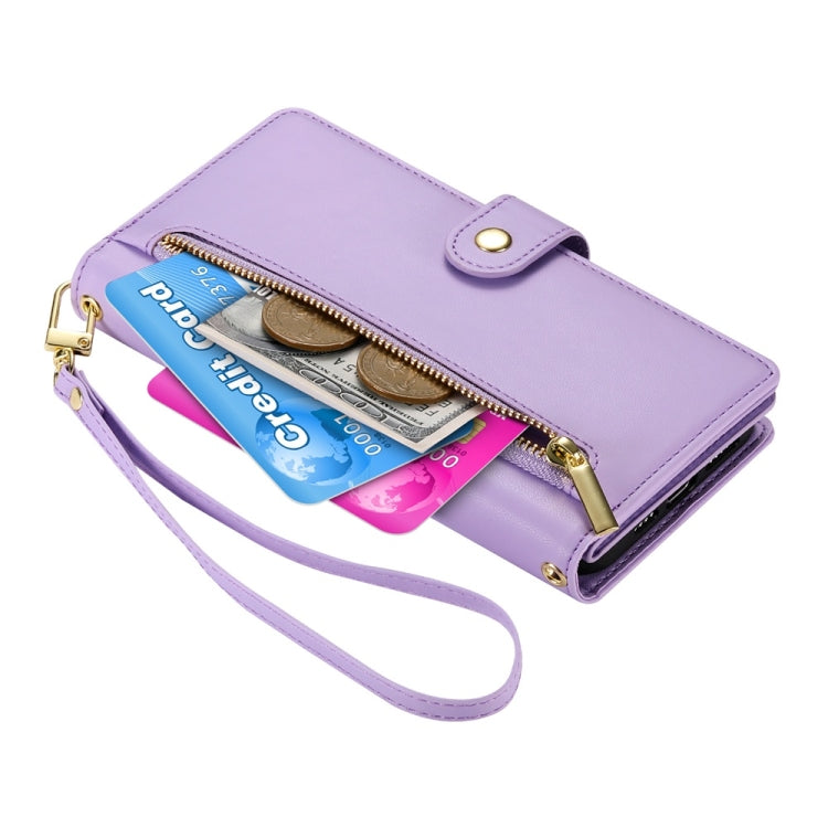 For Redmi K70 Ultra Nine Card-slot Zipper Wallet Bag Leather Phone Case(Purple) - Xiaomi Cases by buy2fix | Online Shopping UK | buy2fix