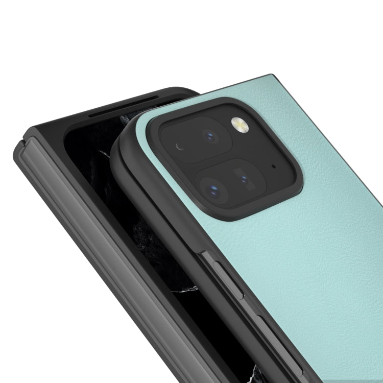 For Google Pixel 9 Pro Fold PU Leather Black Frame Full Coverage Phone Case(Light Blue) - Google Cases by buy2fix | Online Shopping UK | buy2fix