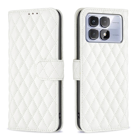 For Redmi K70 Ultra Diamond Lattice Wallet Flip Leather Phone Case(White) - Xiaomi Cases by buy2fix | Online Shopping UK | buy2fix