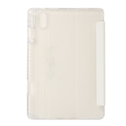 For Huawei Matepad SE 11 2024 Clear Acrylic 3-Fold Leather Tablet Case(White) - Huawei by buy2fix | Online Shopping UK | buy2fix