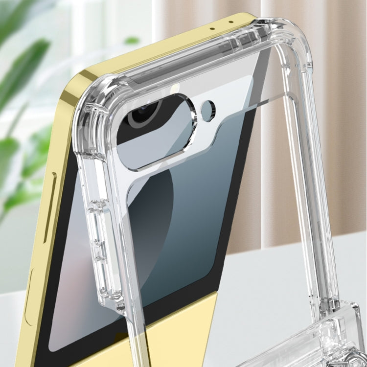 For Samsung Galaxy Z Flip6 GKK Clear Airbag Hinge Full Coverage Phone Case with Ring / Metal Chain(Gold) - Galaxy Z Flip6 5G Cases by GKK | Online Shopping UK | buy2fix