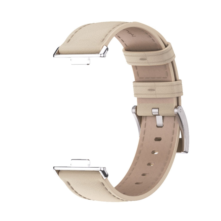 For Huawei Watch Fit3 MIJOBS Genuine Leather Watch Band(Beige Silver) - Watch Bands by MIJOBS | Online Shopping UK | buy2fix