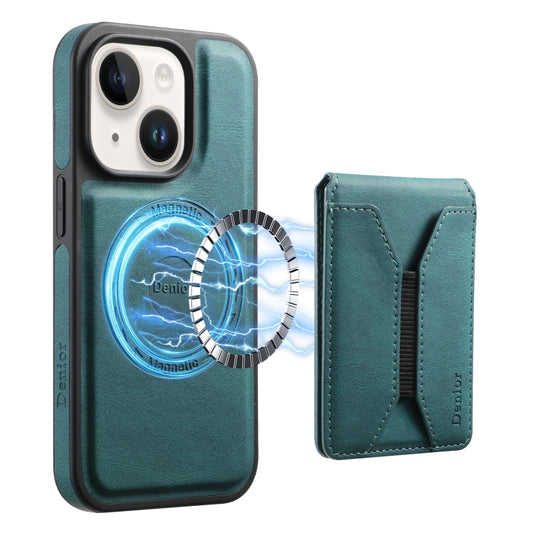 For iPhone 14 / 13 Denior D17 Skin Feel MagSafe Detachable Card Slot Phone Case(Blue) - iPhone 14 Cases by Denior | Online Shopping UK | buy2fix