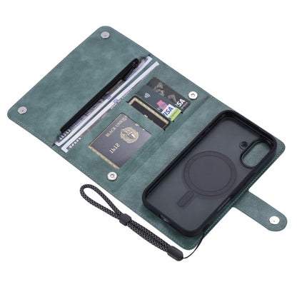 For iPhone 16 Plus ViLi GVB Series MagSafe Magnetic RFID Leather Phone Case(Green) - iPhone 16 Plus Cases by ViLi | Online Shopping UK | buy2fix