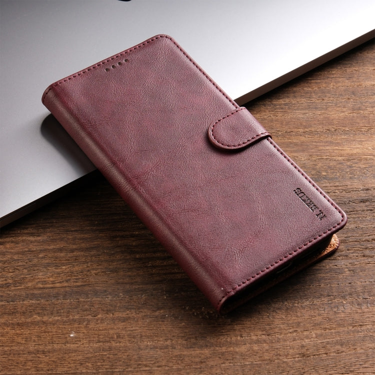 For iPhone 16 Pro Max N.BEKUS CSJ-P1 Solid Color Leather Phone Case(Wine Red) - iPhone 16 Pro Max Cases by N.BEKUS | Online Shopping UK | buy2fix