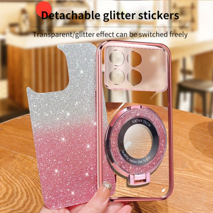 For Redmi K70 / K70 Pro Plated Gradient Glitter Round Holder TPU Phone Case(Silver) - K70 Pro Cases by buy2fix | Online Shopping UK | buy2fix