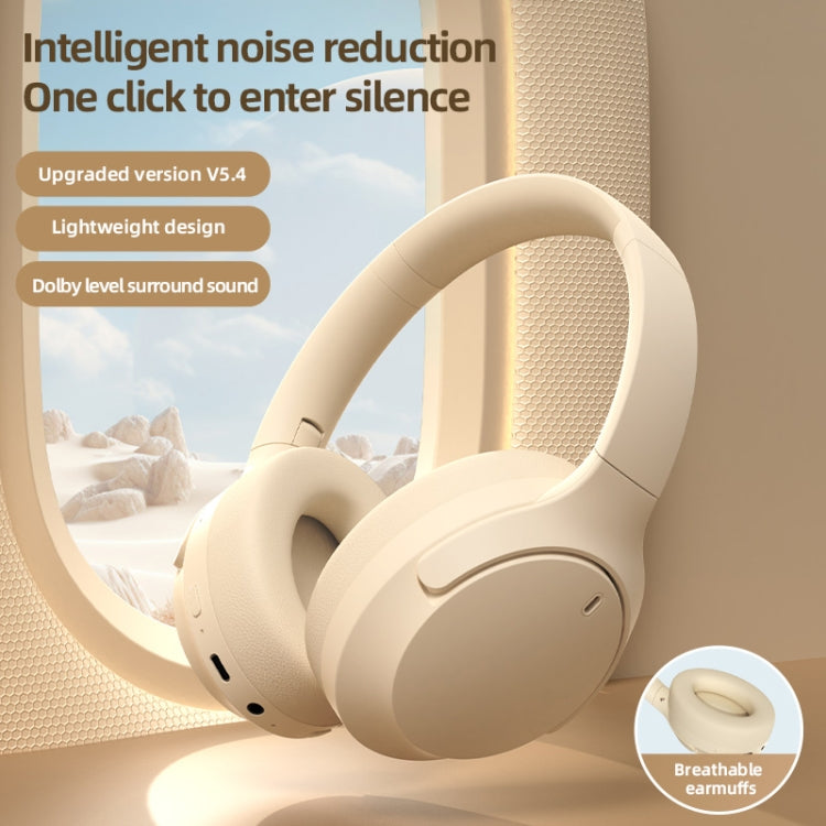 NC10 ANC Active Noise Reduction Head-mounted Bluetooth Earphone(Beige) - Headset & Headphone by buy2fix | Online Shopping UK | buy2fix