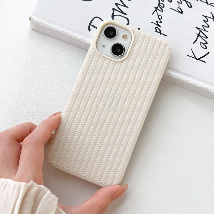 For iPhone 16 Weave Texture TPU Phone Case(White) - iPhone 16 Cases by buy2fix | Online Shopping UK | buy2fix