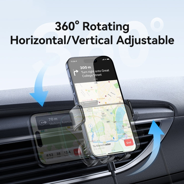 USAMS CD230 15W Accurate Aligment Wireless Charging Car Phone Holder with Suction Cup(Black) - Wireless Charger Holders by USAMS | Online Shopping UK | buy2fix