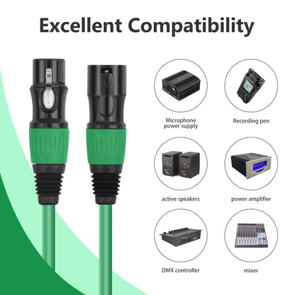 JC1015 XLR 3pin Male to Female Audio Cable, Length:1.8m(Green) - Microphone Audio Cable & Connector by buy2fix | Online Shopping UK | buy2fix