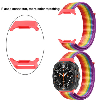 For Samsung Galaxy Watch Ultra 47mm Plastic Connector Nylon Loop Watch Band(Black Rainbow) - Watch Bands by buy2fix | Online Shopping UK | buy2fix