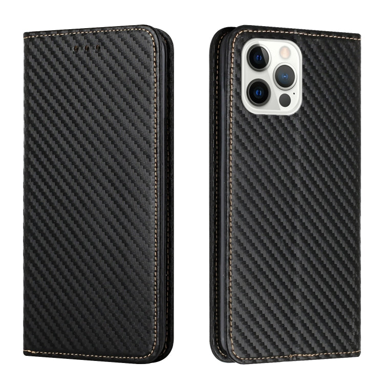 For iPhone 16 Pro Max Carbon Fiber Texture Magnetic Flip Leather Phone Case(Black) - iPhone 16 Pro Max Cases by buy2fix | Online Shopping UK | buy2fix