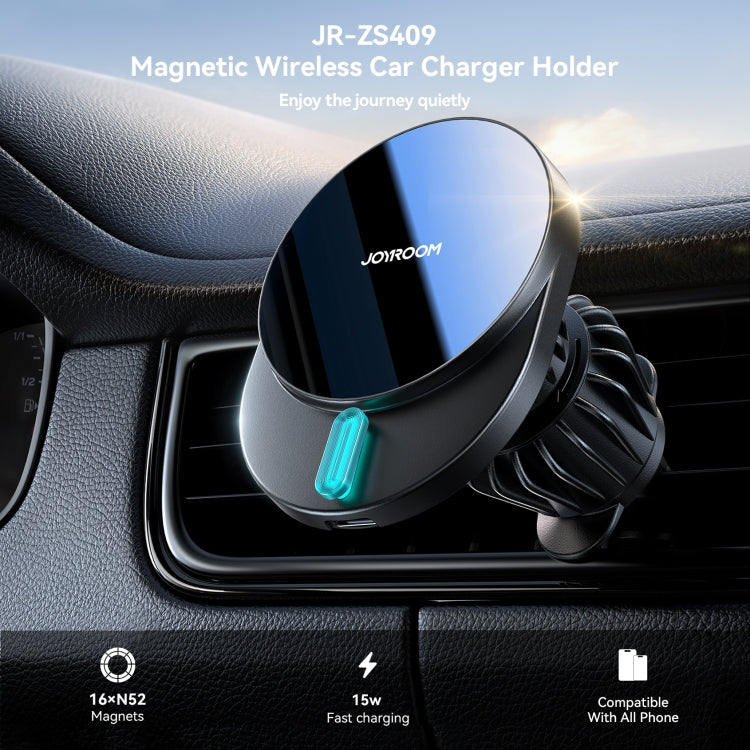 JOYROOM JR-ZS409 Magnetic Car Air Vent Phone Wireless Charging Mount(Black) - Wireless Charging Pads by JOYROOM | Online Shopping UK | buy2fix