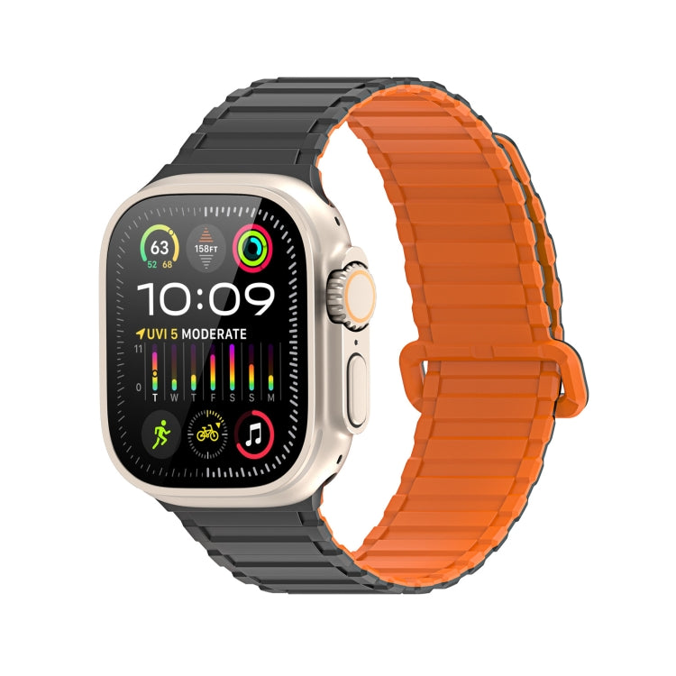 For Apple Watch Ultra 2 49mm DUX DUCIS KJ Series Magnetic Buckle Silicone Watch Band(Black Orange) - Watch Bands by DUX DUCIS | Online Shopping UK | buy2fix