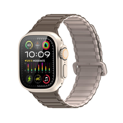 For Apple Watch Series 8 45mm DUX DUCIS KJ Series Magnetic Buckle Silicone Watch Band(Brown Grey) - Watch Bands by DUX DUCIS | Online Shopping UK | buy2fix