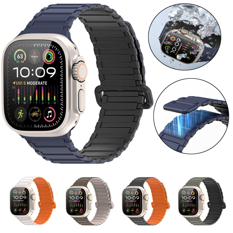 For Apple Watch Series 7 45mm DUX DUCIS KJ Series Magnetic Buckle Silicone Watch Band(Black Blue) - Watch Bands by DUX DUCIS | Online Shopping UK | buy2fix