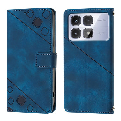 For Redmi K70 Ultra 5G Global Skin-feel Embossed Leather Phone Case(Blue) - Xiaomi Cases by buy2fix | Online Shopping UK | buy2fix