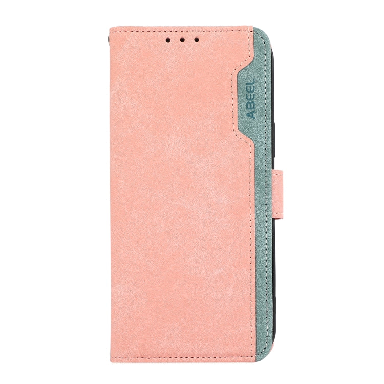 For OnePlus 13 ABEEL Color Block Magnetic RFID Leather Phone Case(Pink-Cyan) - OnePlus Cases by buy2fix | Online Shopping UK | buy2fix