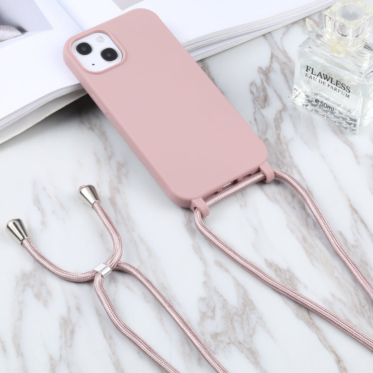 For iPhone 16 Candy Colors TPU Protective Phone Case with Lanyard(Rose Gold) - iPhone 16 Cases by buy2fix | Online Shopping UK | buy2fix