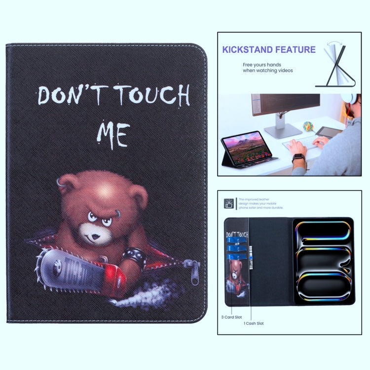 For iPad Pro 11 2024 Colored Drawing Leather Tablet Case(Bear) - iPad Pro 11 2024 Cases by buy2fix | Online Shopping UK | buy2fix