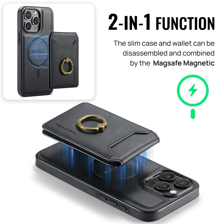 For iPhone 14 Pro DG.MING K1 MagSafe Detachable Wallet RFID Back Cover Phone Case(Black) - iPhone 14 Pro Cases by DG.MING | Online Shopping UK | buy2fix