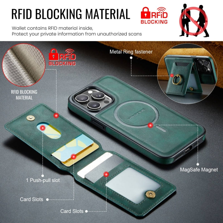 For iPhone 13 Pro DG.MING K1 MagSafe Detachable Wallet RFID Back Cover Phone Case(Green) - iPhone 13 Pro Cases by DG.MING | Online Shopping UK | buy2fix