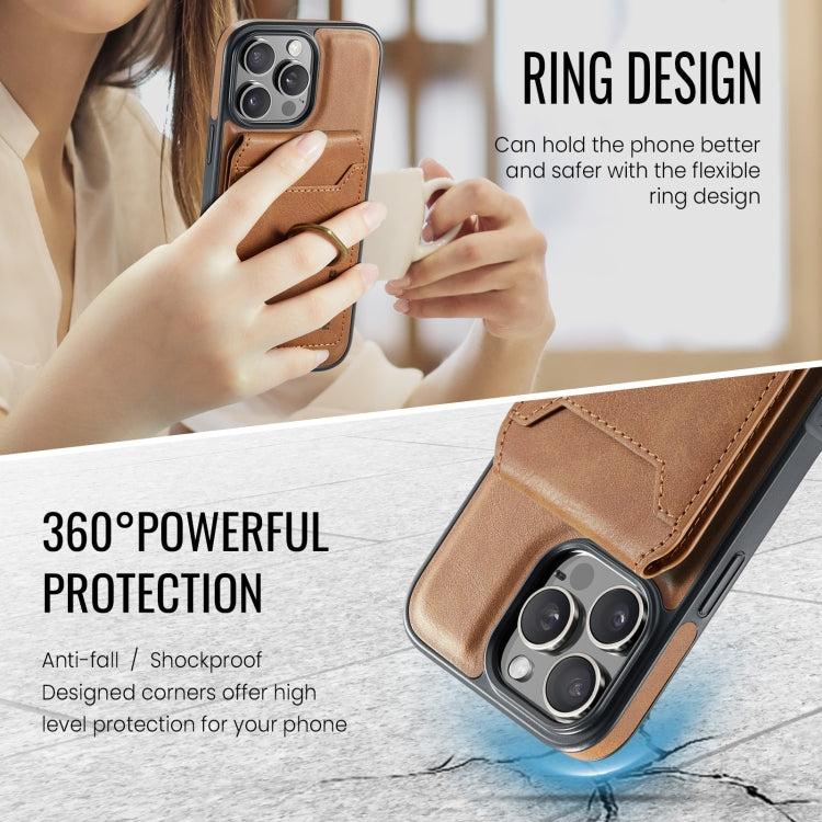 For iPhone 16 Pro DG.MING K1 MagSafe Detachable Wallet RFID Back Cover Phone Case(Brown) - iPhone 16 Pro Cases by DG.MING | Online Shopping UK | buy2fix