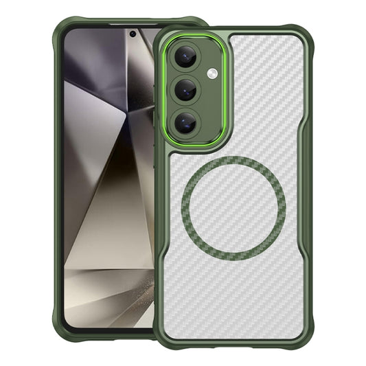 For Samsung Galaxy S24 FE 5G Carbon Fiber Texture MagSafe Translucent Phone Case(Green) - Galaxy S24 FE 5G Cases by buy2fix | Online Shopping UK | buy2fix