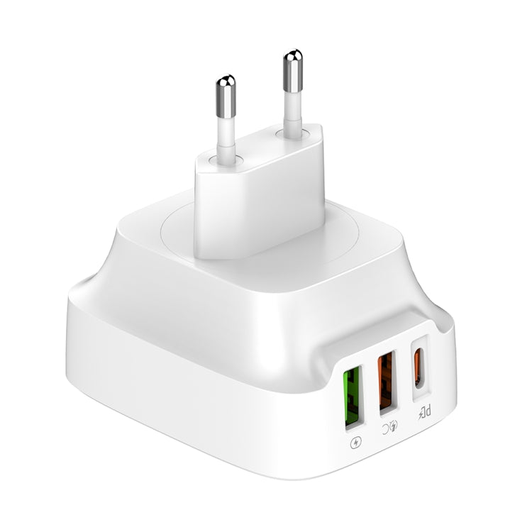 LDNIO Q334 32W Type-C + Dual USB Port Charger with 1m 8 Pin Data Cable, Plug Type:EU Plug(White) - USB Charger by LDNIO | Online Shopping UK | buy2fix