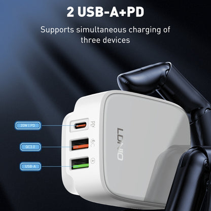 LDNIO Q334 32W Type-C + Dual USB Port Charger with 1m 8 Pin Data Cable, Plug Type:EU Plug(White) - USB Charger by LDNIO | Online Shopping UK | buy2fix