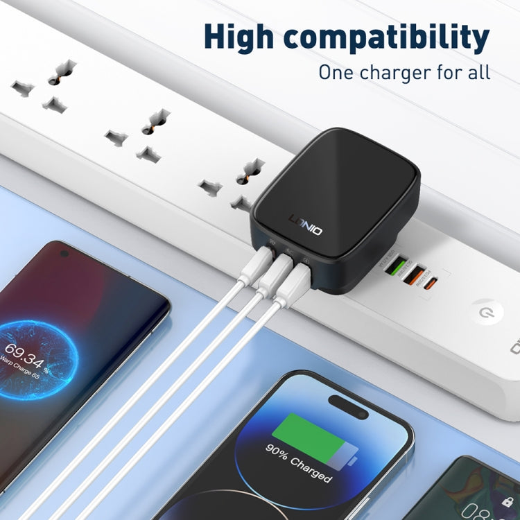 LDNIO Q334 32W Type-C + Dual USB Port Charger with 1m USB-C / Type-C Data Cable, Plug Type:EU Plug(Black) - USB Charger by LDNIO | Online Shopping UK | buy2fix