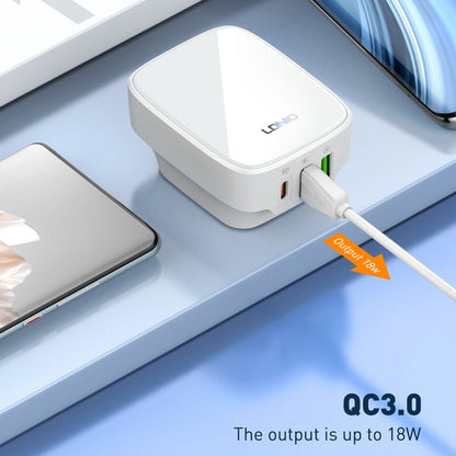 LDNIO Q334 32W Type-C + Dual USB Port Charger with 1m USB-C / Type-C Data Cable, Plug Type:UK Plug(White) - USB Charger by LDNIO | Online Shopping UK | buy2fix