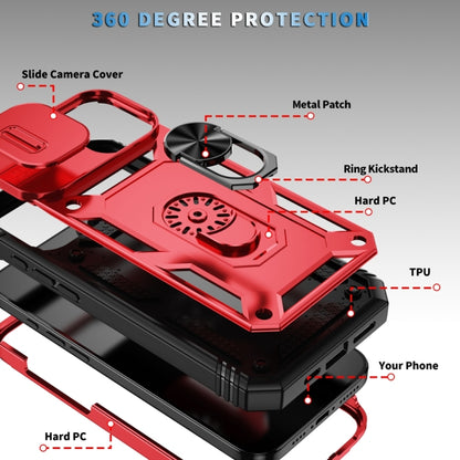 For iPhone 16 Plus Sliding Camshield TPU + PC Phone Case with Holder(Red+Black) - iPhone 16 Plus Cases by buy2fix | Online Shopping UK | buy2fix