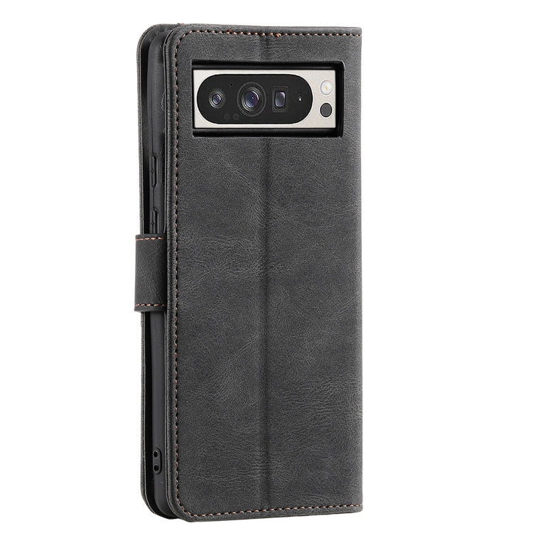 For Google Pixel 9 Pro XL Nail Skin Feel Stitching Calf Texture Leather Phone Case(Black) - Google Cases by buy2fix | Online Shopping UK | buy2fix