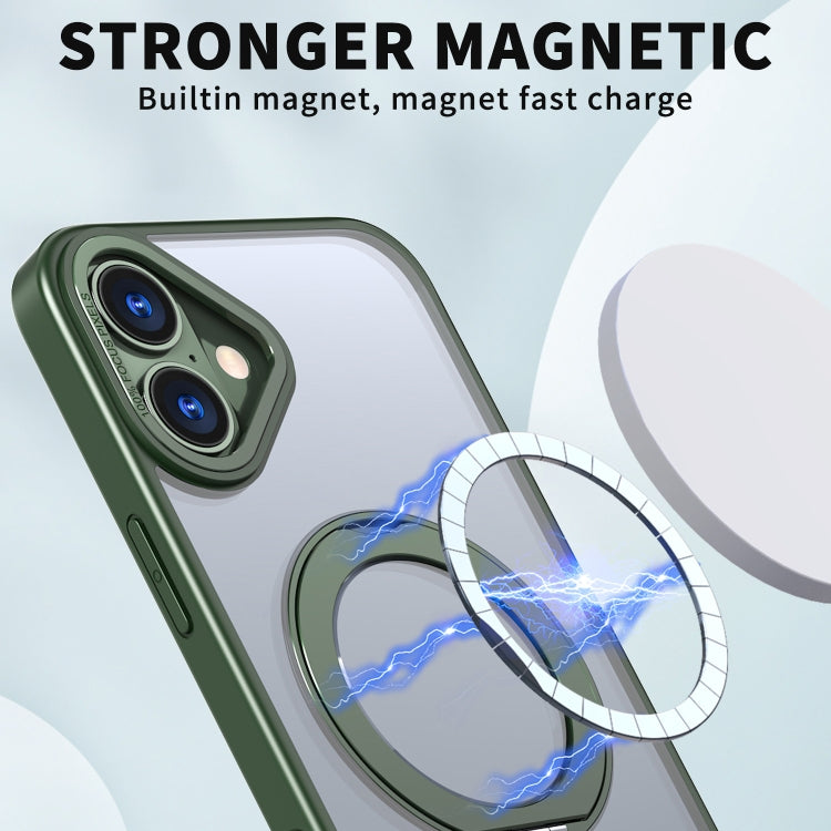 For iPhone 16 Wing Series MagSafe Magnetic Ring Holder Phone Case(Green) - iPhone 16 Cases by buy2fix | Online Shopping UK | buy2fix