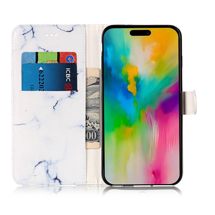 For iPhone 16 Pro Max Colored Drawing Marble Pattern Leather Phone Case(White Marble) - iPhone 16 Pro Max Cases by buy2fix | Online Shopping UK | buy2fix