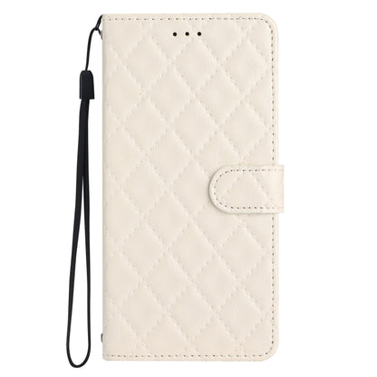 For iPhone 16 Pro Rhombus Lattice Texture Leather Phone Case(White) - iPhone 16 Pro Cases by buy2fix | Online Shopping UK | buy2fix