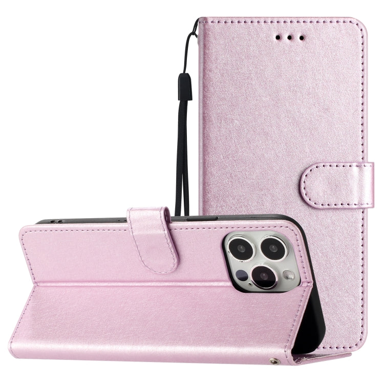 For iPhone 16 Pro Max Silk Texture Horizontal Flip Leather Phone Case(Rose Pink) - iPhone 16 Pro Max Cases by buy2fix | Online Shopping UK | buy2fix