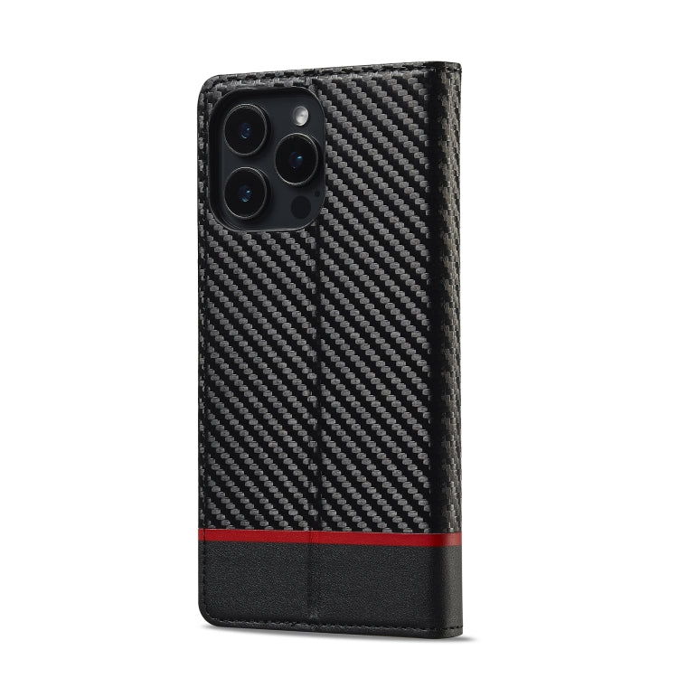 For iPhone 16 Pro Max LC.IMEEKE Carbon Fiber Leather Phone Case(Horizontal Black) - iPhone 16 Pro Max Cases by LC.IMEEKE | Online Shopping UK | buy2fix