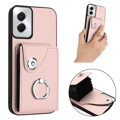 For Motorola Moto G Power 2024 5G Organ Card Bag Ring Holder Phone Case(Pink) - Motorola Cases by buy2fix | Online Shopping UK | buy2fix