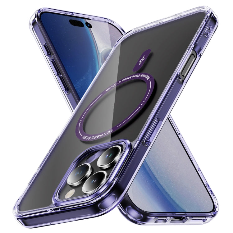 For iPhone 16 Pro Max Airbag Magsafe PC Hybrid TPU Phone Case(Clear Purple) - iPhone 16 Pro Max Cases by buy2fix | Online Shopping UK | buy2fix