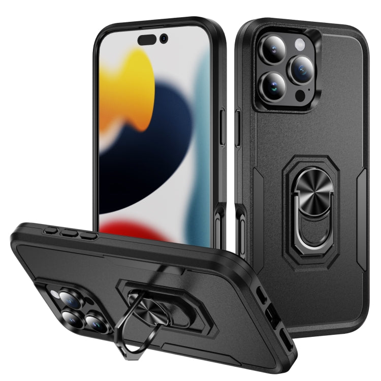 For iPhone 16 Pro Pioneer Armor Heavy Duty PC + TPU Phone Case with Holder(Black) - iPhone 16 Pro Cases by buy2fix | Online Shopping UK | buy2fix