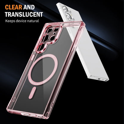 For Samsung Galaxy S23 Ultra 5G Airbag Magsafe PC Hybrid TPU Phone Case(Clear Pink) - Galaxy S23 Ultra 5G Cases by buy2fix | Online Shopping UK | buy2fix